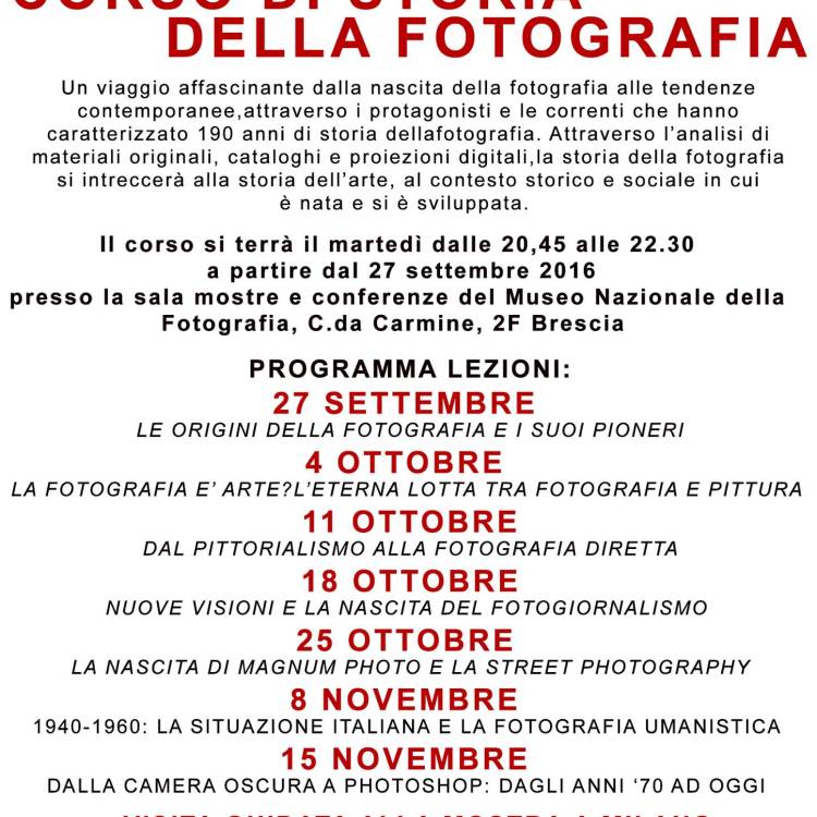 Corso di Storia della Fotografia - autunno 2016