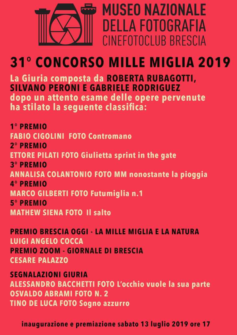 1000 Miglia 2019 risultati concorso fotografico