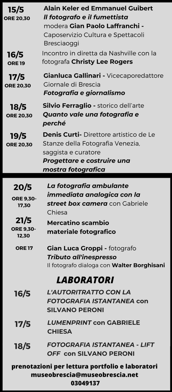 10GIORNATE della fotografia organizzate al Museo della Forografia di Brescia