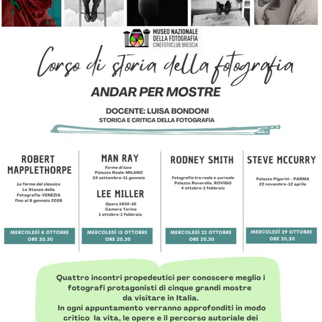CORSO AUTUNNO 2025 dedicato alla Storia della Fotografia attraverso i protagonisti di 5 grandi mostre da visitare in Italia.